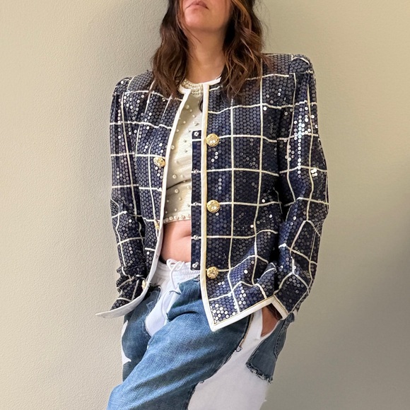 Vintage Karen Lawrence by Mathew Sequin Chanel Like Blazer - Picture 1 of 17
